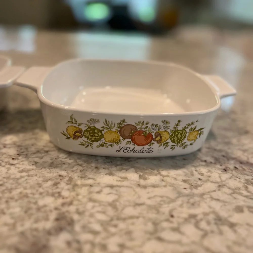 Corning Ware Spice of Life L'Echalote 1 Quart Casserole Set of 2 A-1-B USA